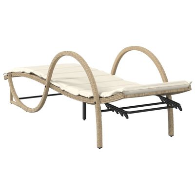 vidaXL Chaise longue avec coussin beige 60x199x42 cm résine tressée