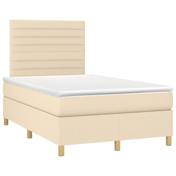 vidaXL Sommier &agrave; lattes de lit avec matelas Cr&egrave;me 120x200 cm Tissu