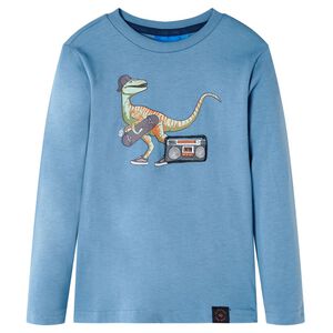 vidaXL T-shirt enfants &agrave; manches longues bleu moyen 92