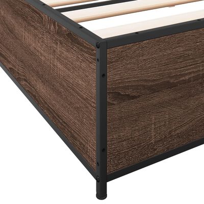vidaXL Cadre de lit chêne marron 200x200 cm bois d'ingénierie et métal