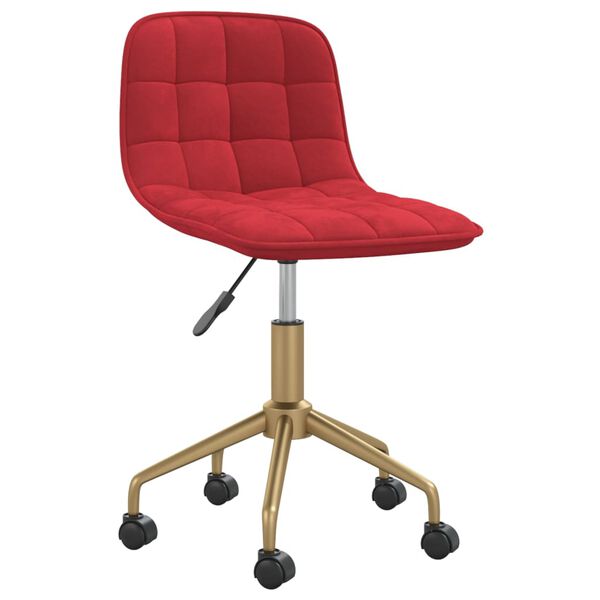 vidaXL Chaise pivotante de bureau Rouge bordeaux Velours