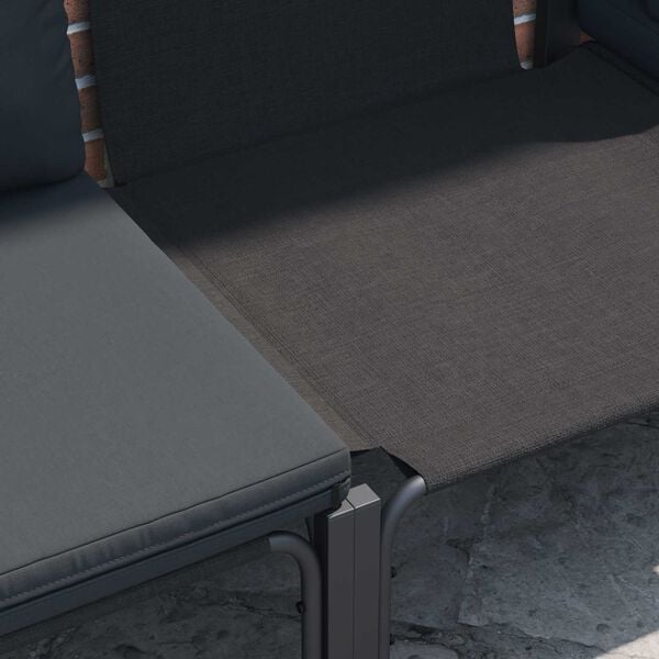 vidaXL Ensemble de canapé de jardin avec coussin 6 pcs Noir Acier