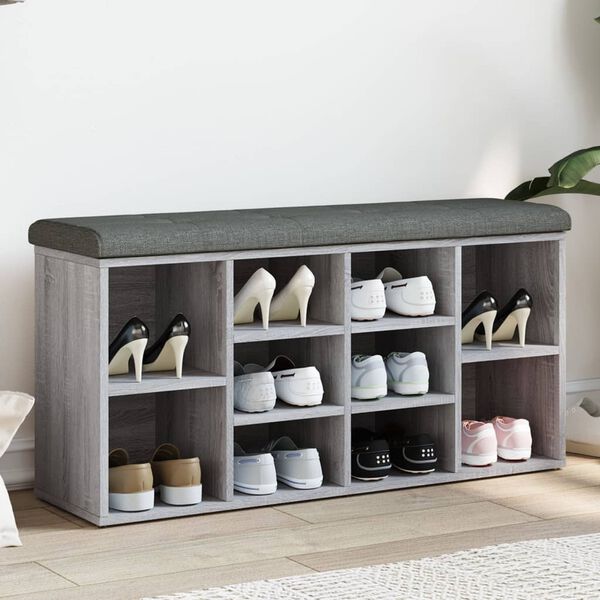 vidaXL Banc &agrave; chaussures sonoma gris 102x32x50 cm bois d'ing&eacute;nierie