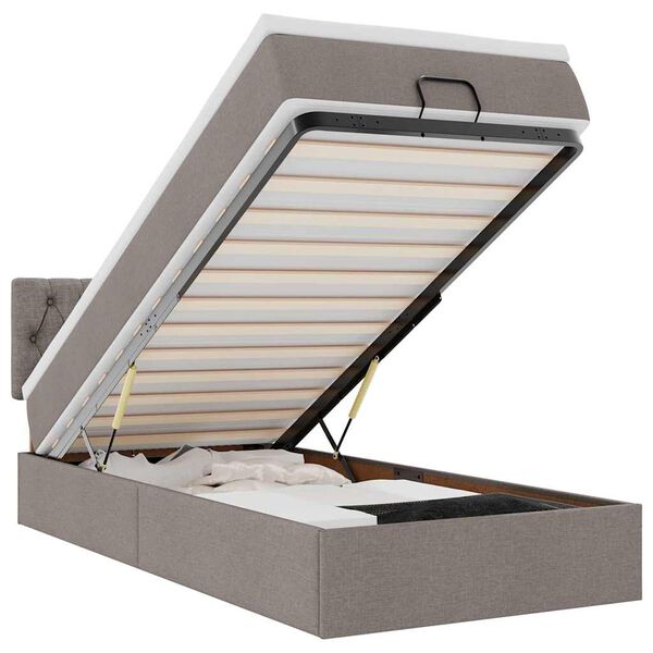 vidaXL Lit ottoman avec matelas taupe 90x200 cm tissu