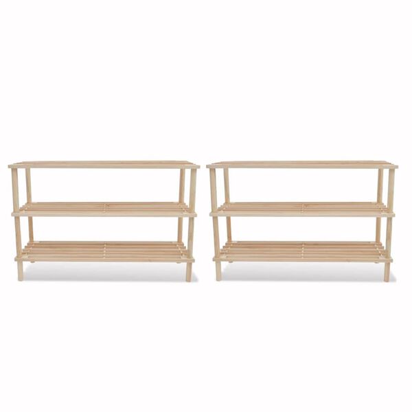 vidaXL Range-chaussures &agrave; 3 &eacute;tag&egrave;res 2 pcs Bois de sapin solide