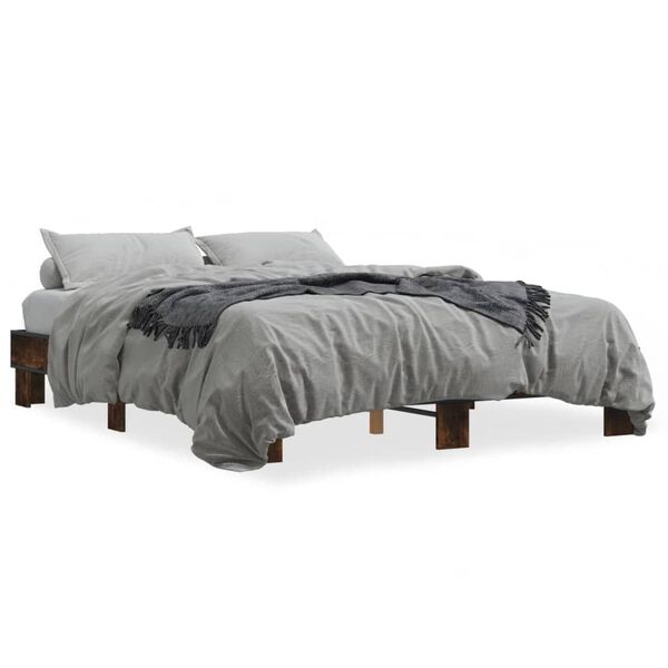 vidaXL Cadre de lit sans matelas ch&ecirc;ne fum&eacute; 150x200 cm