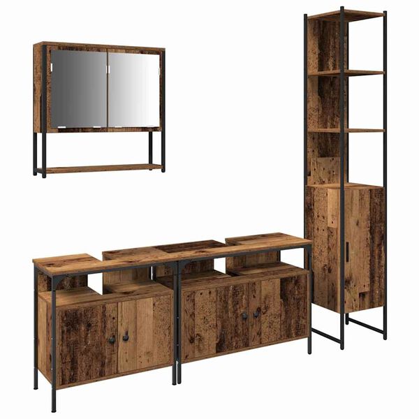 vidaXL Ensemble de mobilier de salle de bain 4 pcs Bois Ancien