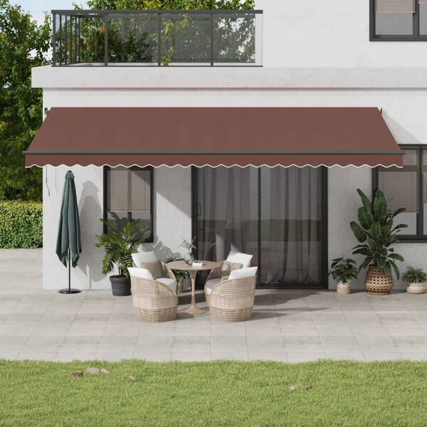 vidaXL Auvent manuel r&eacute;tractable avec LED marron 600x350 cm