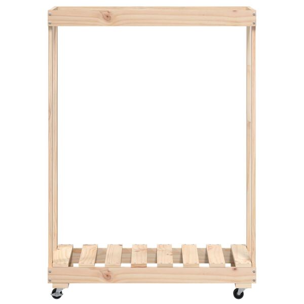 vidaXL Porte-bûches avec roulettes 76,5x40x108 cm bois massif de pin