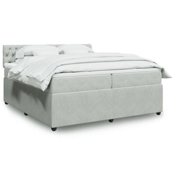 vidaXL Sommier &agrave; lattes de lit et matelas Gris clair 200x200cm Velours