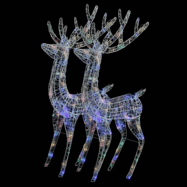 vidaXL Rennes de No&euml;l XXL Acrylique 250 LED 2 pcs 180 cm Multicolore