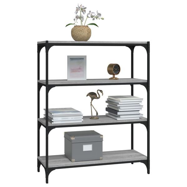 vidaXL Biblioth&egrave;que Sonoma gris 80x33x100 cm Bois d'ing&eacute;nierie acier