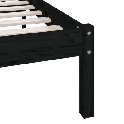 vidaXL Cadre de lit sans matelas noir bois de pin massif