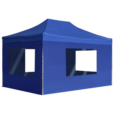 vidaXL Tente de réception pliable avec parois Aluminium 4,5x3 m Bleu