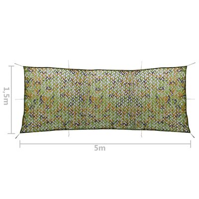 vidaXL Filet de camouflage avec sac de rangement 1,5x5 m Vert