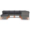 vidaXL Salon de jardin 8 pcs avec coussins R&eacute;sine tress&eacute;e Gris