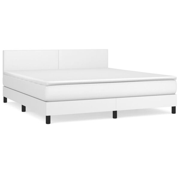 vidaXL Sommier à lattes de lit avec matelas Blanc 160x200cm Similicuir