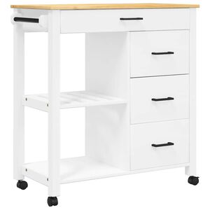 vidaXL Chariot de cuisine MONZA 84x40x88,5 cm blanc bois massif de pin