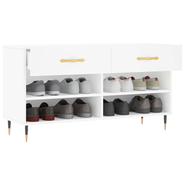 vidaXL Banc &agrave; chaussures blanc 102x35x55 cm bois d'ing&eacute;nierie
