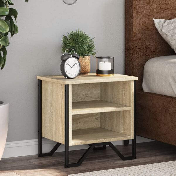 vidaXL Tables de chevet 2pcs ch&ecirc;ne sonoma 40x30x40cm bois d'ing&eacute;nierie