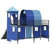 vidaXL Lit mezzanine pour enfants Noir et Bleu 75 x 190 cm M&eacute;tал