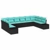 vidaXL Ensemble de canap&eacute; de jardin 10 pc Noir polyrotin