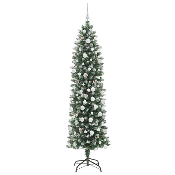 vidaXL Arbre de No&euml;l artificiel slim avec 300 LED Vert et blanc 210 cm