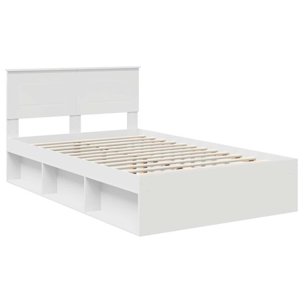 vidaXL Cadre de lit Blanc 120 x 190 cm Bois d'ing&eacute;nierie