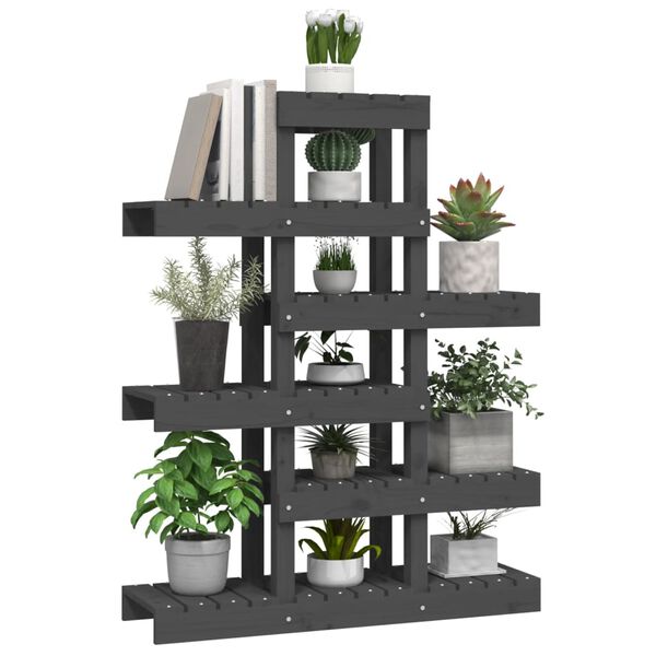 vidaXL Support &agrave; plantes Gris 85x25x109,5 cm Bois massif de pin