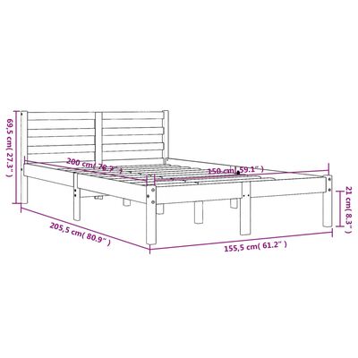 vidaXL Cadre de lit sans matelas cire marron 150x200cm bois pin massif