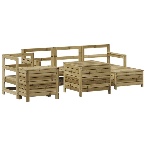 vidaXL Salon de jardin 7 pcs bois de pin impr&eacute;gn&eacute;