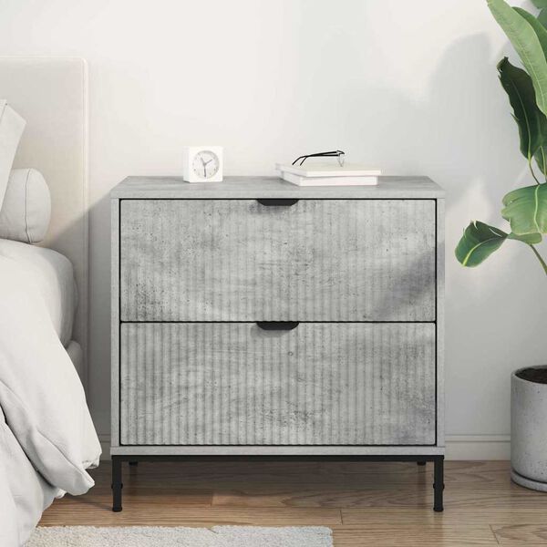 vidaXL Table de chevet Gris b&eacute;ton 63,5 x 36 x 61 cm Bois d'ing&eacute;nierie