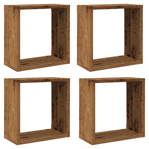 vidaXL &Eacute;tag&egrave;res cube murales 4 pcs vieux bois 30x15x30 cm