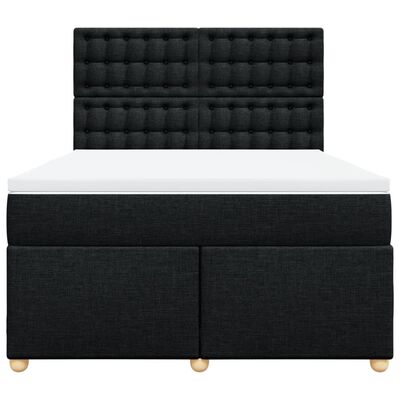 vidaXL Sommier à lattes de lit avec matelas Noir 140x200 cm Tissu