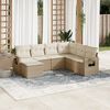 vidaXL Salon de jardin avec coussins 7 pcs beige r&eacute;sine tress&eacute;e