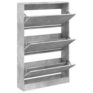 vidaXL Armoire &agrave; chaussures gris b&eacute;ton 80x21x125,5cm bois d'ing&eacute;nierie
