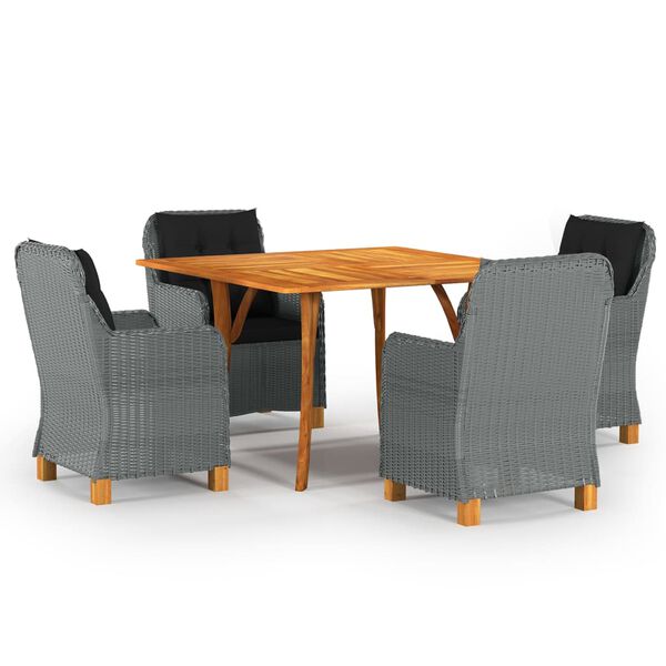 vidaXL Ensemble &agrave; manger de jardin 5 pcs Gris clair