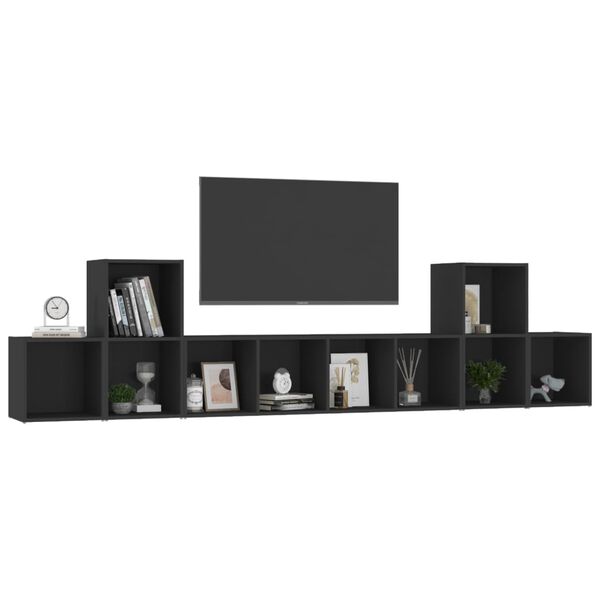 vidaXL Ensemble de meubles TV 5 pcs Noir Bois d'ing&eacute;nierie