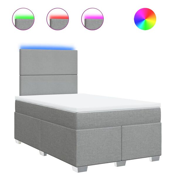 vidaXL Sommier &agrave; lattes de lit avec matelas Gris clair 120x200cm Tissu