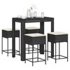 vidaXL Ensemble de bar de jardin 5 pcs avec coussins noir poly rotin