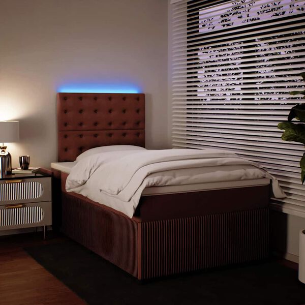 vidaXL Sommier &agrave; lattes de lit avec matelas rose 120x190 cm velours