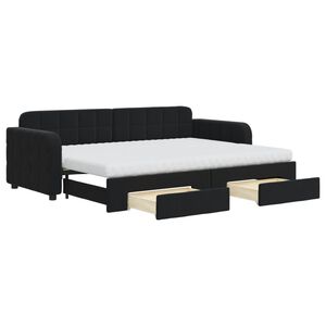 vidaXL Lit de jour avec gigogne et tiroirs noir 80x200 cm velours