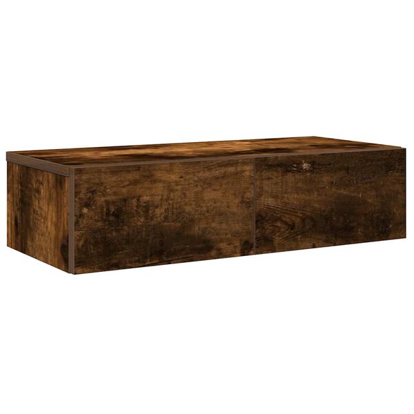 vidaXL &Eacute;tag&egrave;re murale avec tiroirs ch&ecirc;ne fum&eacute; bois d'ing&eacute;nierie