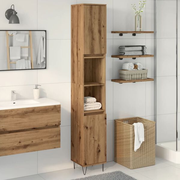 vidaXL Armoire de salle de bain ch&ecirc;ne artisanal 30x30x190 cm