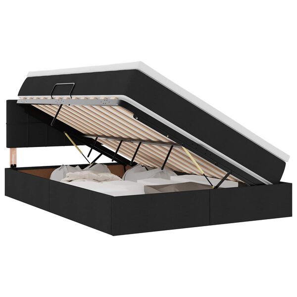 vidaXL Lit avec rangement et LED Noir 140 x 190 cm Polyester