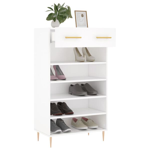 vidaXL Armoire &agrave; chaussures blanc 60x35x105 cm bois d'ing&eacute;nierie