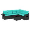 vidaXL Ensemble de canap&eacute; de jardin 7 pcs avec coussins noir r&eacute;sine tress&eacute;e