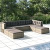 vidaXL Salon de jardin 8 pcs avec coussins Gris R&eacute;sine tress&eacute;e