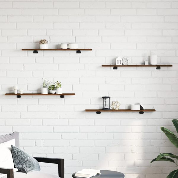 vidaXL &Eacute;tag&egrave;res murales 4 pcs ch&ecirc;ne marron 80x10x1,5cm bois ing&eacute;nierie