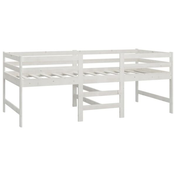 vidaXL Lit mi-haut avec matelas 90x200 cm Blanc Bois de pin massif